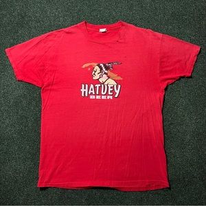 Vintage 90s Hatuey Beer By Bacardi Distressed Red T Shirt Size L 21X28